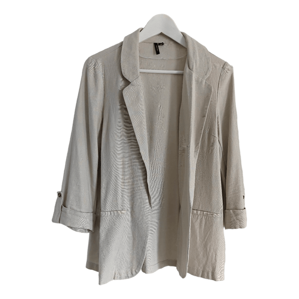 Beige pellavasekoite bleiseri