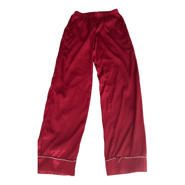 Red satin trousers