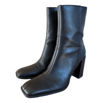Black square toe boots