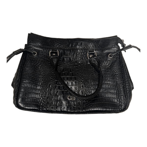 Black faux crocodile handbag