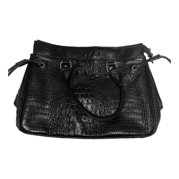 Black faux crocodile handbag