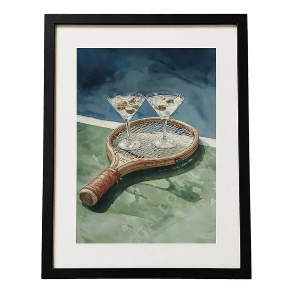 Framed tennis martini print 30 x 40 cm