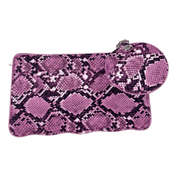 Purple snake print handbag