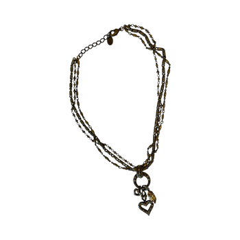 Gold tone heart charm necklace
