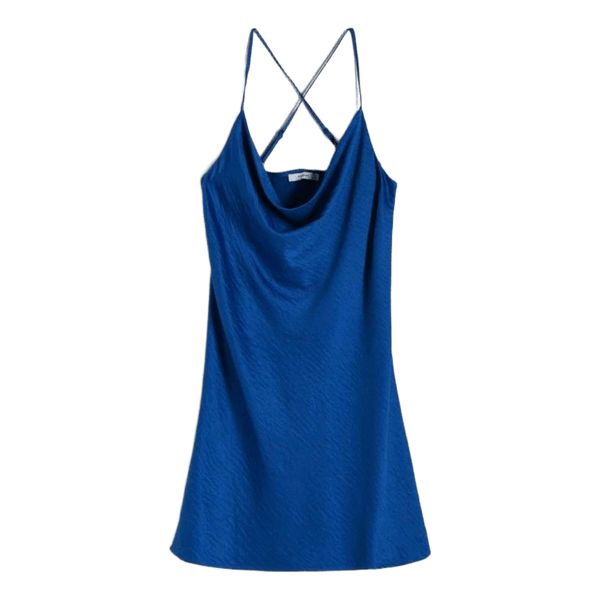 Blue satin mini dress