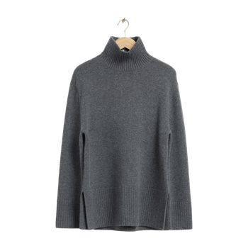 Grey Wool Turtleneck Jumper