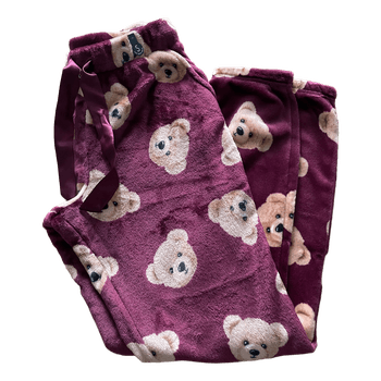 Burgundy teddy bear lounge pants