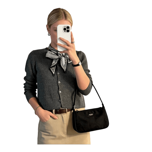 Grey ribbed cardigan