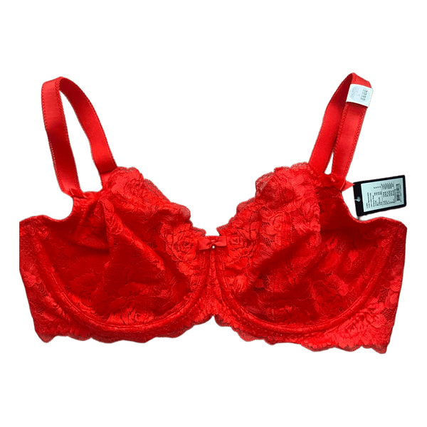 Red lace balconette bra
