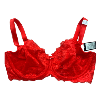 Red lace balconette bra