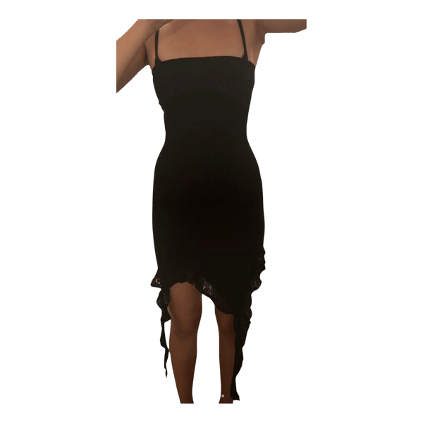 Black lace midi dress