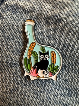 Cat skull enamel pin