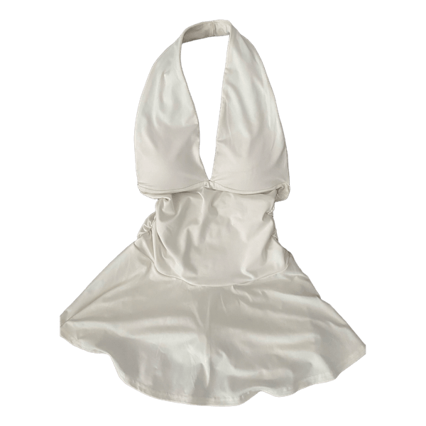White halter swimsuit dress