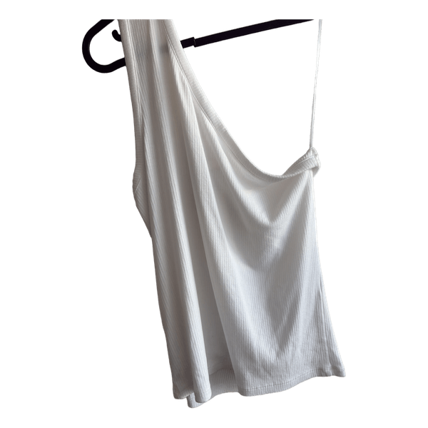 Hvid one-shoulder ribtop