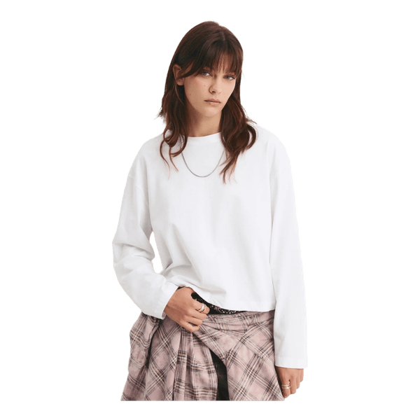 Hvid langærmet t-shirt