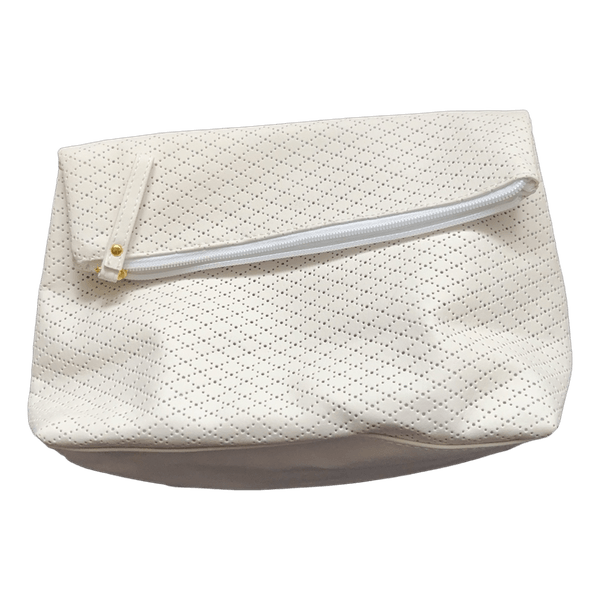 White perforated clutch bag
