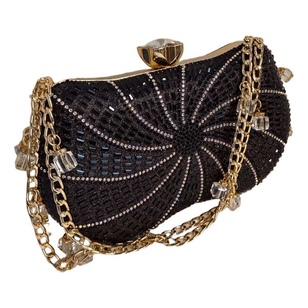 Black crystal clutch bag