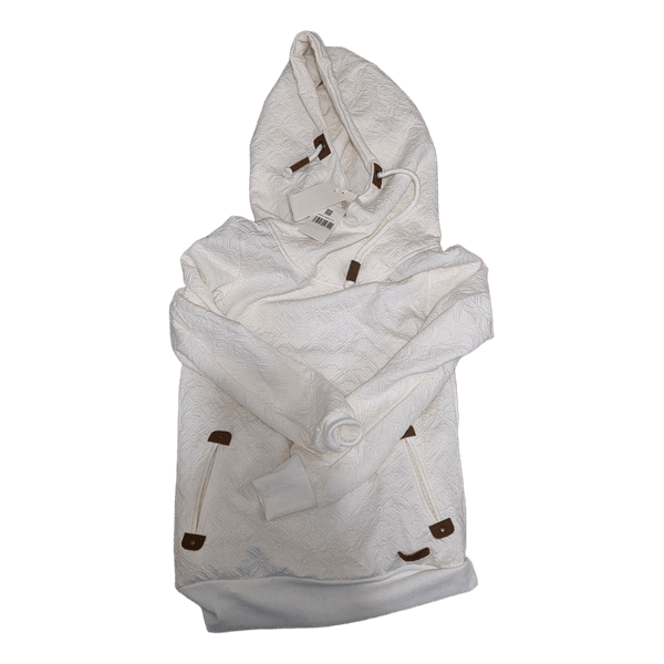 White patterned hooded sweater