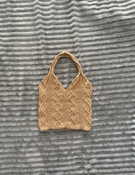 Brown knit tote bag