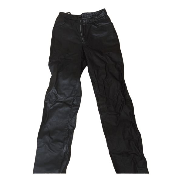 Black faux leather trousers