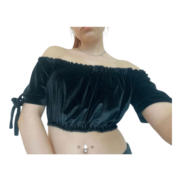 Black velvet crop top
