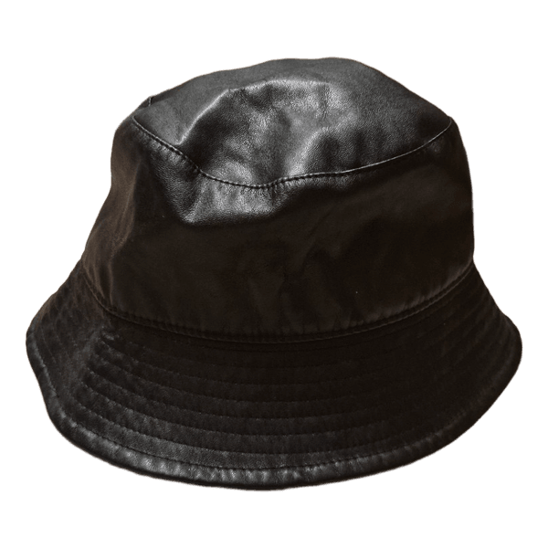 Black faux leather bucket hat panama