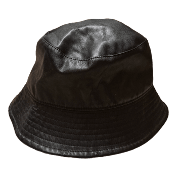 Black faux leather bucket hat panama