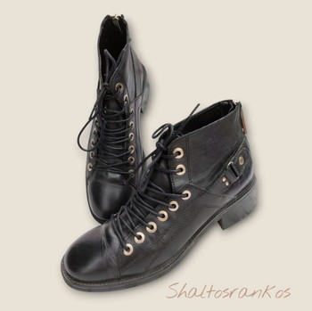 Zara black lace-up boots