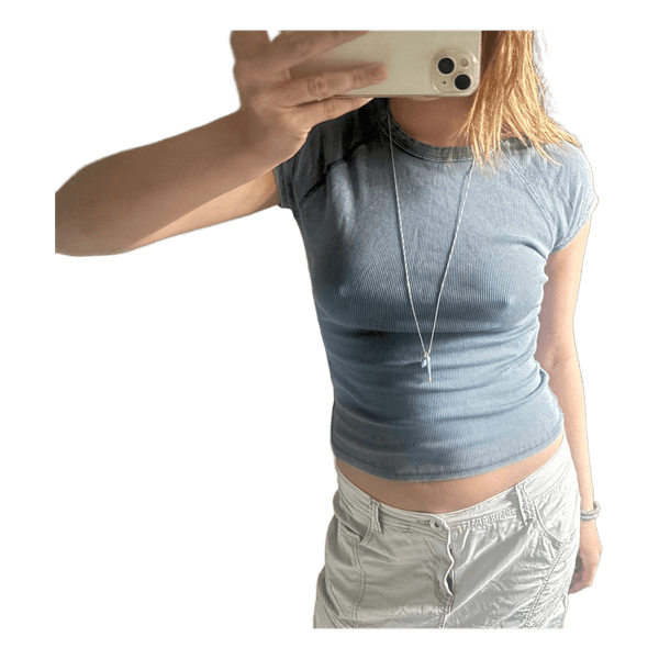 Blå ribbet t-shirt