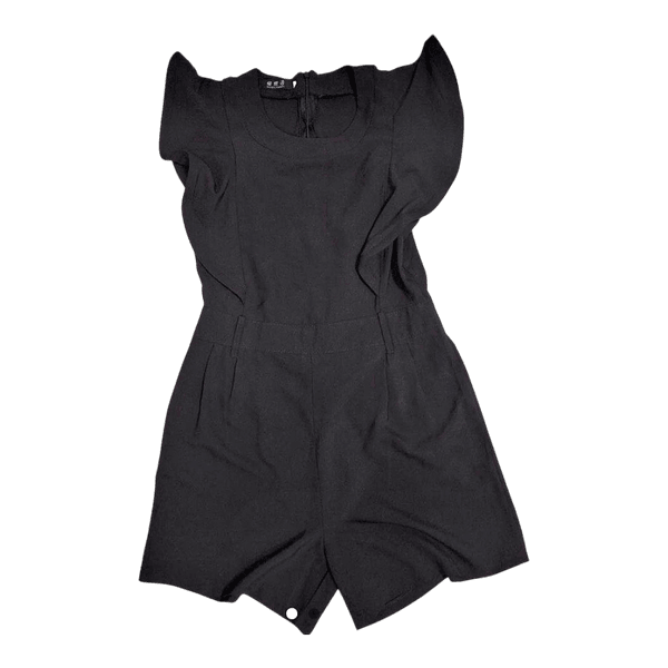 Black ruffle playsuit