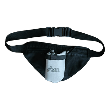 ASICS Running Hydration Belt Waist Pack with Water Bottle Holder – Adjustable – Black/Grey