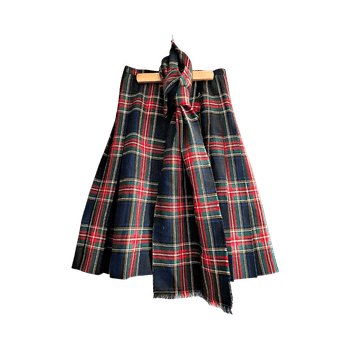 Ompelimovalmisteinen hame & huivi tartan villaa, uudet!