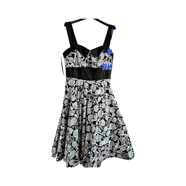 Black and white floral pinup dress