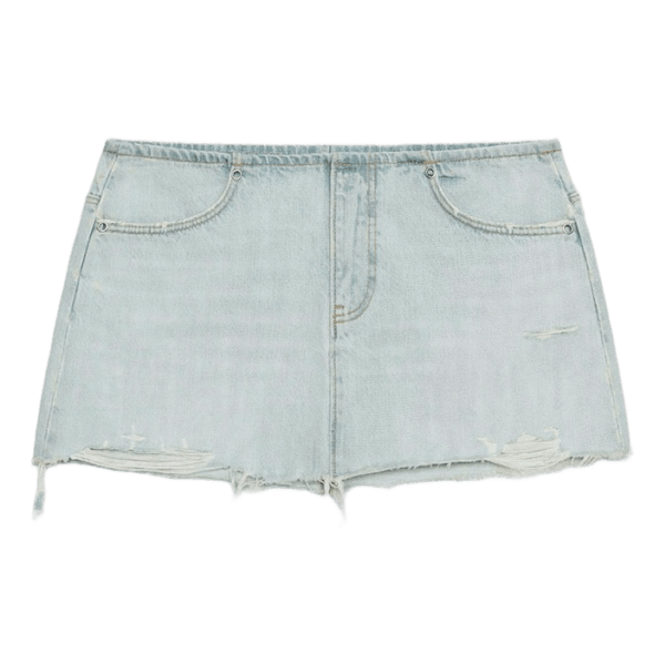 Lyseblå denim mininederdel