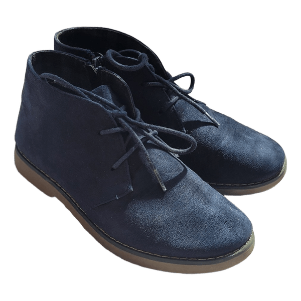 Blue suede ankle boots