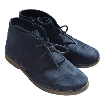 Blue suede ankle boots