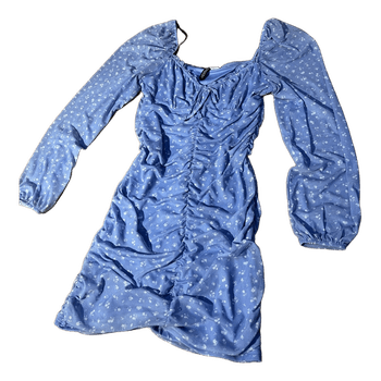 Blue floral ruched dress