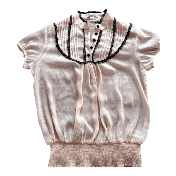 Cream pleated lace blouse