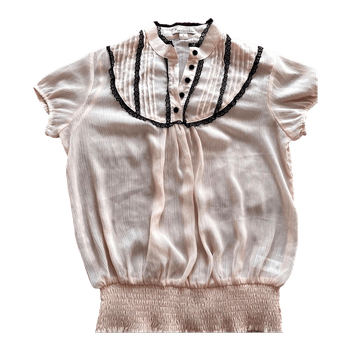 Cream pleated lace blouse