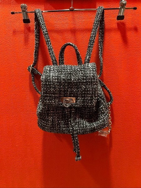 Black tweed backpack