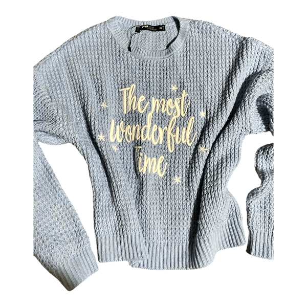 Light blue graphic sweater