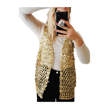 Vintage mesh paljetti liivi