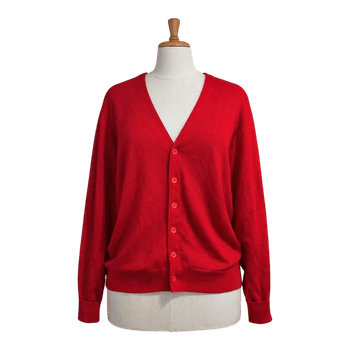 Red Lacoste knit cardigan