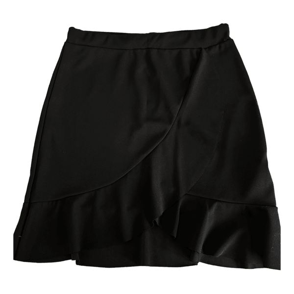 Black ruffle wrap skirt