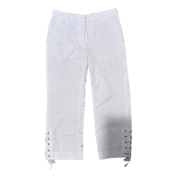 White lace up capri trousers