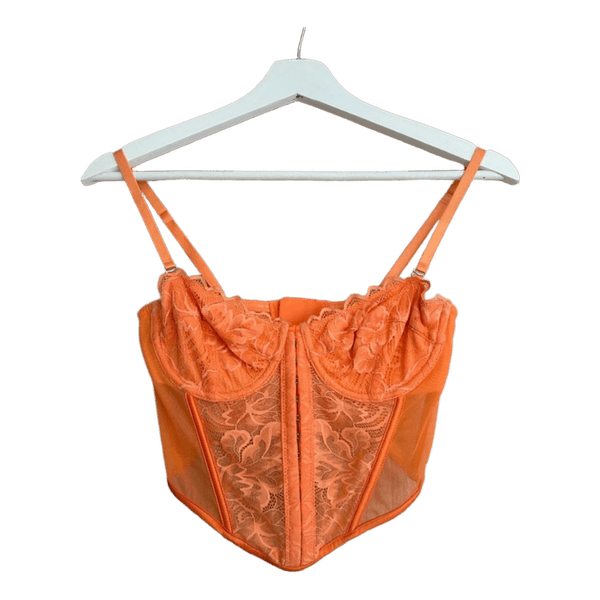 Orange lace corset top