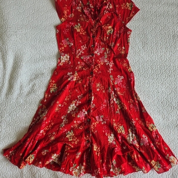 Red floral summer dress