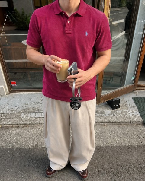 Red polo shirt