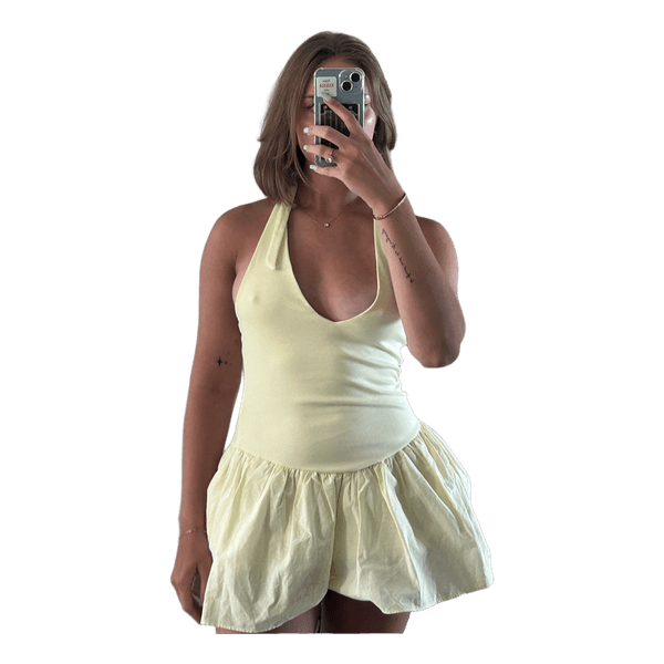 Yellow halter mini dress