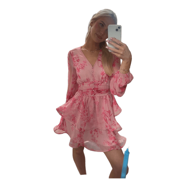Pink floral mini dress